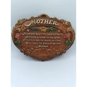 Vintage Faux Wood Resin Ceramic ?Mother Wall Plaque Vintage